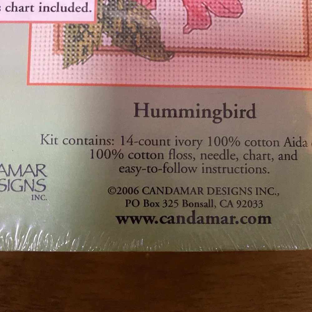 NOS Candamar Counted Cross Stitch Kit 51538 - Hummingbird and Flowers 5x7